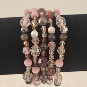 Elegant Multi-Color Faceted Crystal Beaded Stretch Bracelet